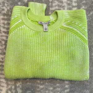 Autumn Cashmere cotton Neon Green Women's Sweater, Size small